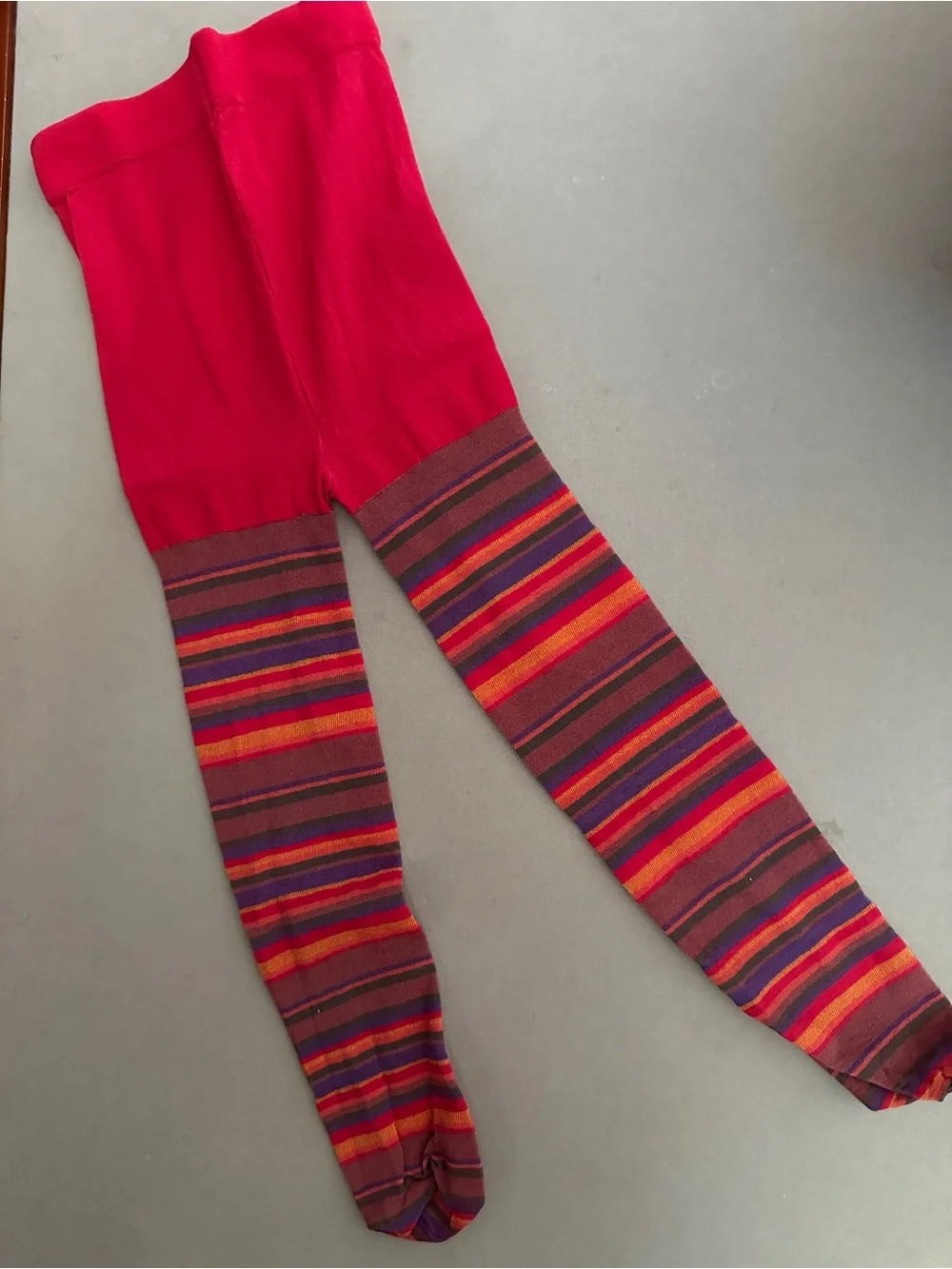 NEW Vintage Striped Red Multicolor Tights Kids 70s style Colorful READ DESCRIP